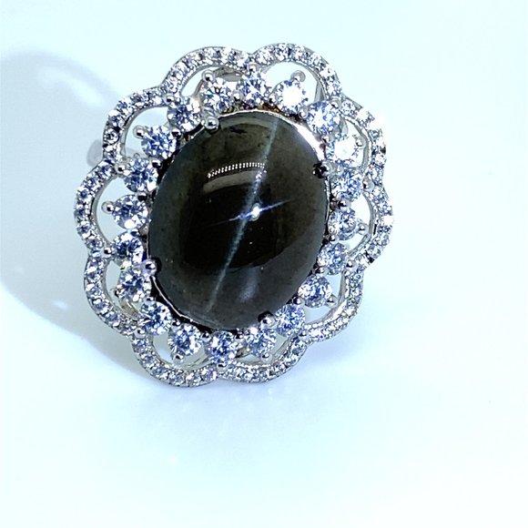 Cats Eye Scapolite 7.02ct Platinum Silver Ring - Picture 1 of 5